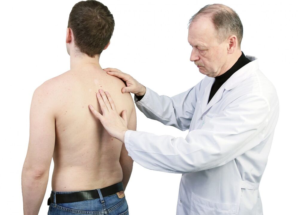 Osteokondrosiaren diagnostikoa bizkarrezurreko azterketa medikoa barne hartzen du